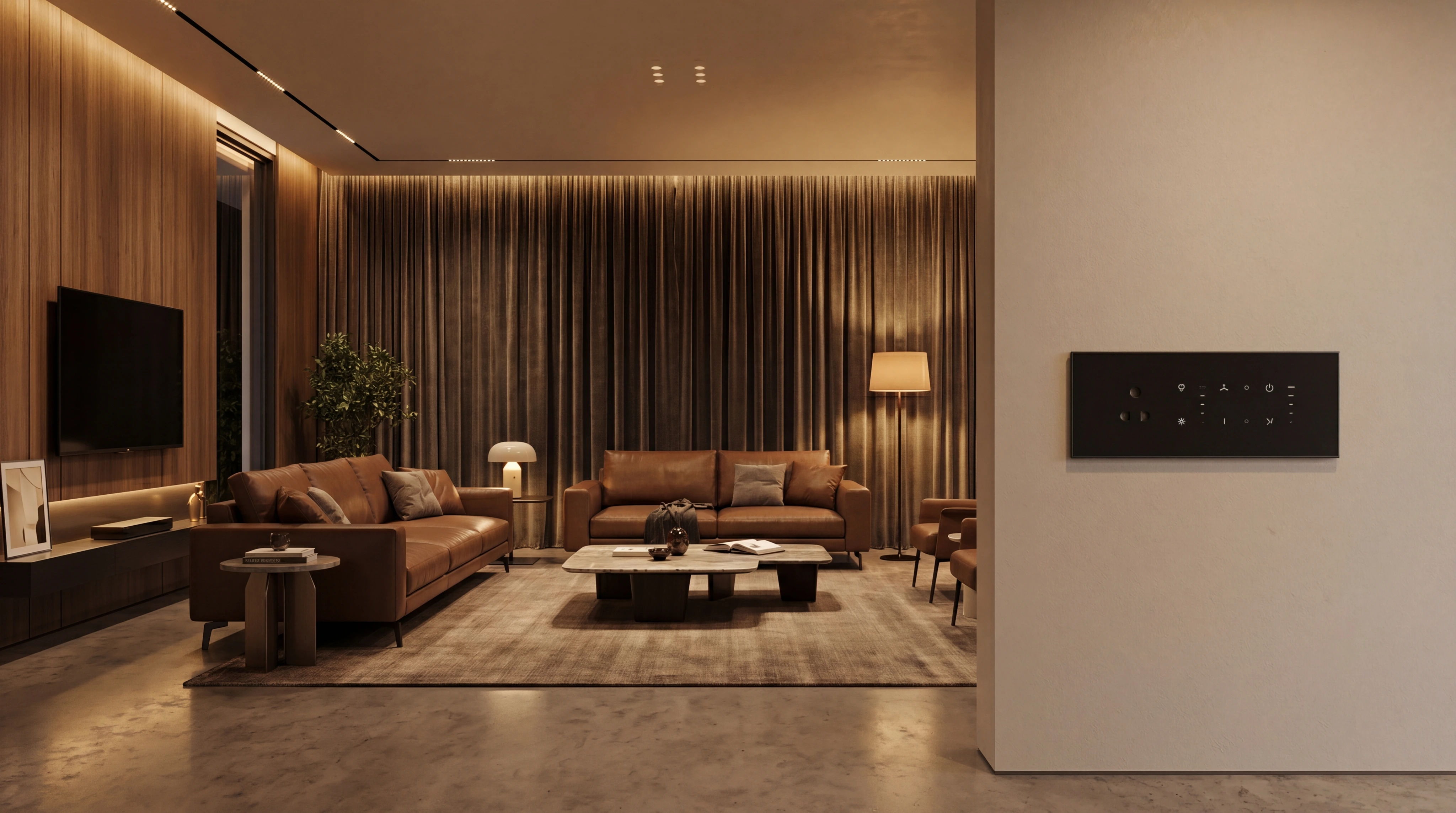 Weinkling smart home — ambient nighttime interior with intelligent lighting